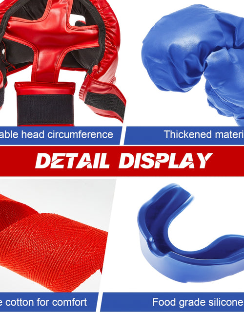 Load image into Gallery viewer, 14pcs Boxing Set Including 2 Pair Of 16 Oz Boxing Gloves Headgear Helmet Boxing Hand Wraps Sport Mouth Guards For Adults Youth Beginners Training Equipment
