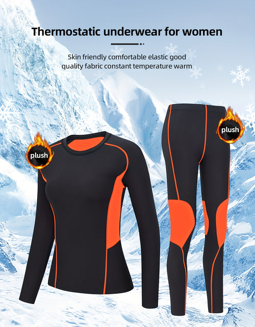 Load image into Gallery viewer, Women 2pcs Winter Sportswear Pants Outdoor Sports Riding Casual Warm Compression Underwear Leggings Set
