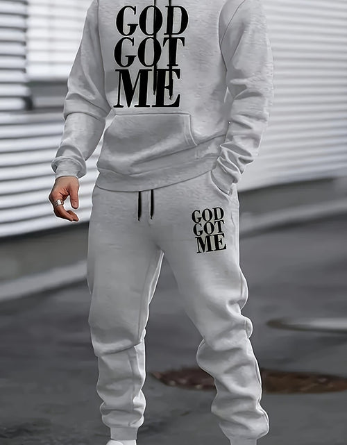 Load image into Gallery viewer, Casual Hoodie And Sweatpants Set - Fleece Lining, Long Sleeves, Printed Design | Machine Washable
