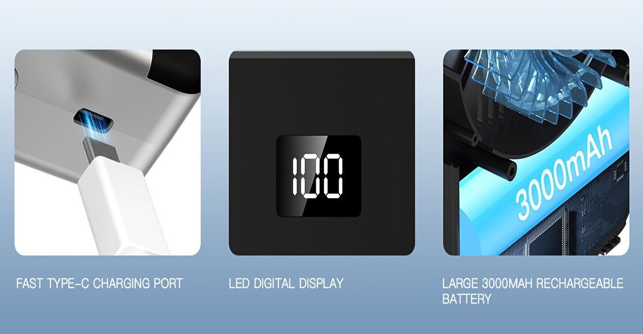 [4-in-1 Portable Fan] 4-in-1 Portable Neck Fan Rechargeable 3 Speeds Personal Fan | Wearable Clip-on Fan With USB Charging Waist Belt Solid | Great For Outdoor Work, Hands-Free Waist Clip For Work Outdoor Travel, Great Birthd