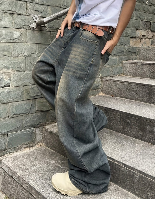 Load image into Gallery viewer, Men Casual Loose Fit Jeans, 90% Cotton 5% Polyester 5% Viscose Blend, Solid Color Washed Denim, All-Season Non-Stretch Woven Fabric, Regular Length, All season Pants | Stylish Casualwear | Non stretch Denim
