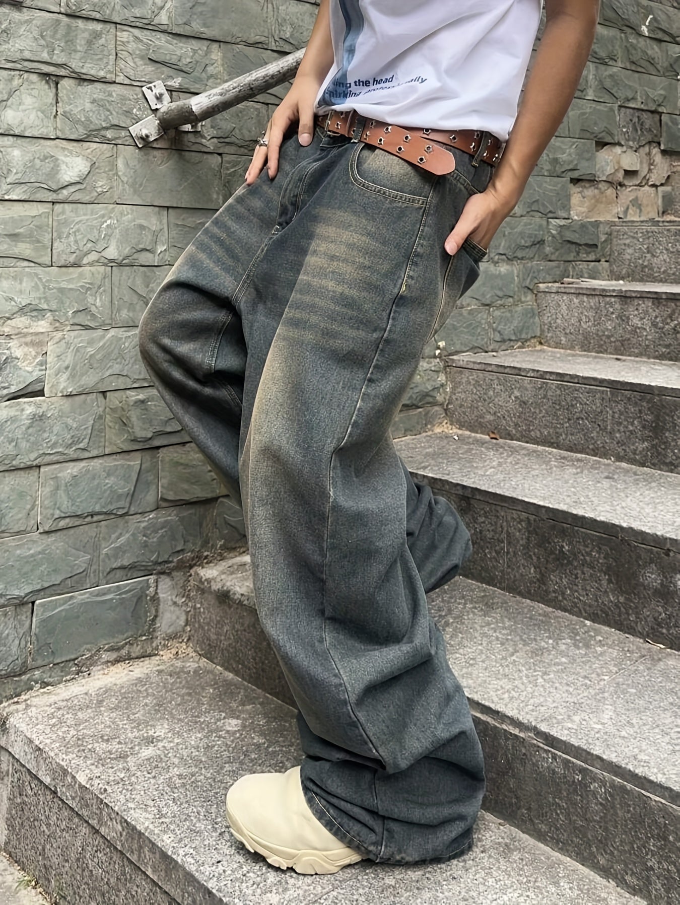 Men Casual Loose Fit Jeans, 90% Cotton 5% Polyester 5% Viscose Blend, Solid Color Washed Denim, All-Season Non-Stretch Woven Fabric, Regular Length, All season Pants | Stylish Casualwear | Non stretch Denim
