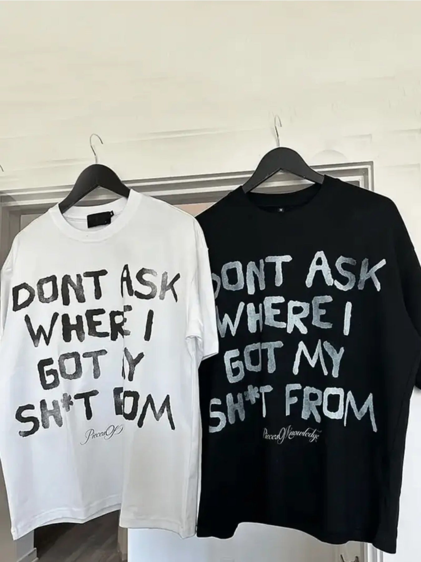 DONT ASK WHERE I GOT MY SH*T FROM - Y2K Style Streetwear 100% T Shirt Vintage Street-Style Graphic T Shirt, Round Neck Short Sleeves