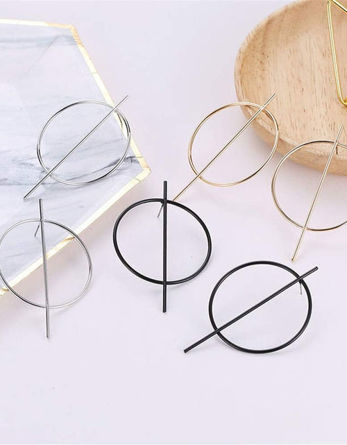 Load image into Gallery viewer, Geometric Double Circle Hoop Dangle Earrings Simple 8 Infinity Knot Bar Tassel Drop Earrings for Women Jewelry
