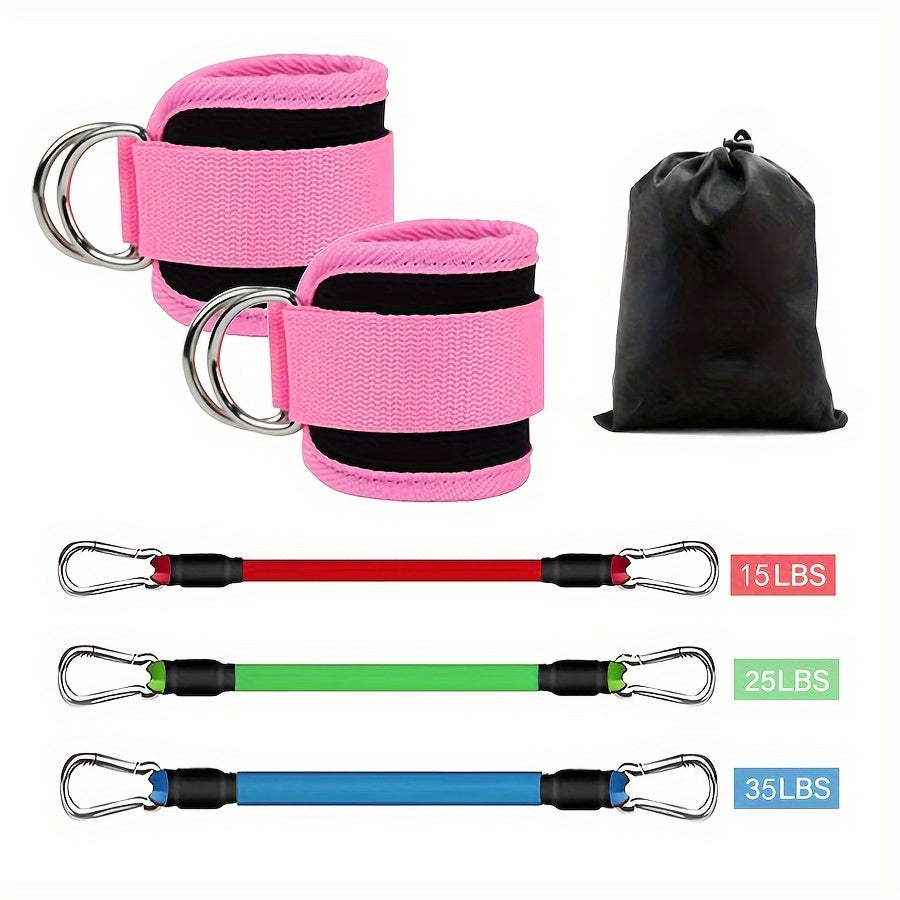 5pcs Ankle Resistance Bands, Ankle Bands For Working Out With Cuffs, Resistance Bands For Leg & Butt Training, Ankle Straps With Exercise Bands