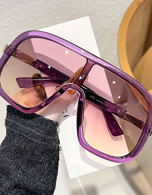 Load image into Gallery viewer, 1pc Oversized Round Glasses - Purple Non-Prescription Decorative Eyewear with Lens Cloth, Bold Statement Round Frames for Women  Suitable for Parties, Photoshoots, Everyday Fashion - Modern Accessory with Sturdy Hinges &amp; Dura
