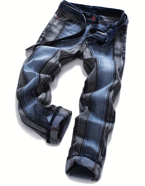 Load image into Gallery viewer, Men Two Toned Mid-rise Fashion Splice Stretchy Skinny Jeans
