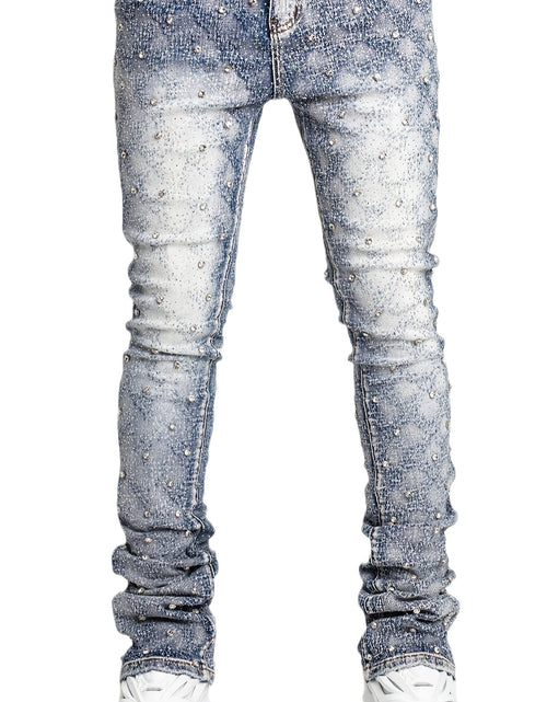 Load image into Gallery viewer, Men&#39;s Sparkling Elastic Straight Jeans ,Skinny Cotton Blend with Nail Drill Decoration

