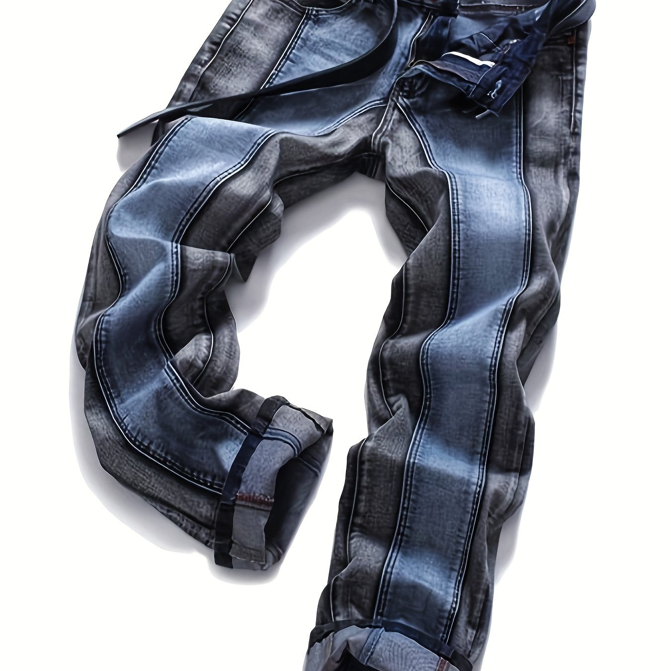Men Two Toned Mid-rise Fashion Splice Stretchy Skinny Jeans