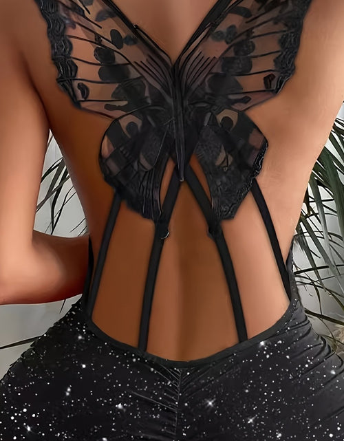 Load image into Gallery viewer, Women Elegant Sleeveless Backless Glitter Butterfly Hollow Out Pattern Dress Fashion Party Midi Long Wrap Dresses
