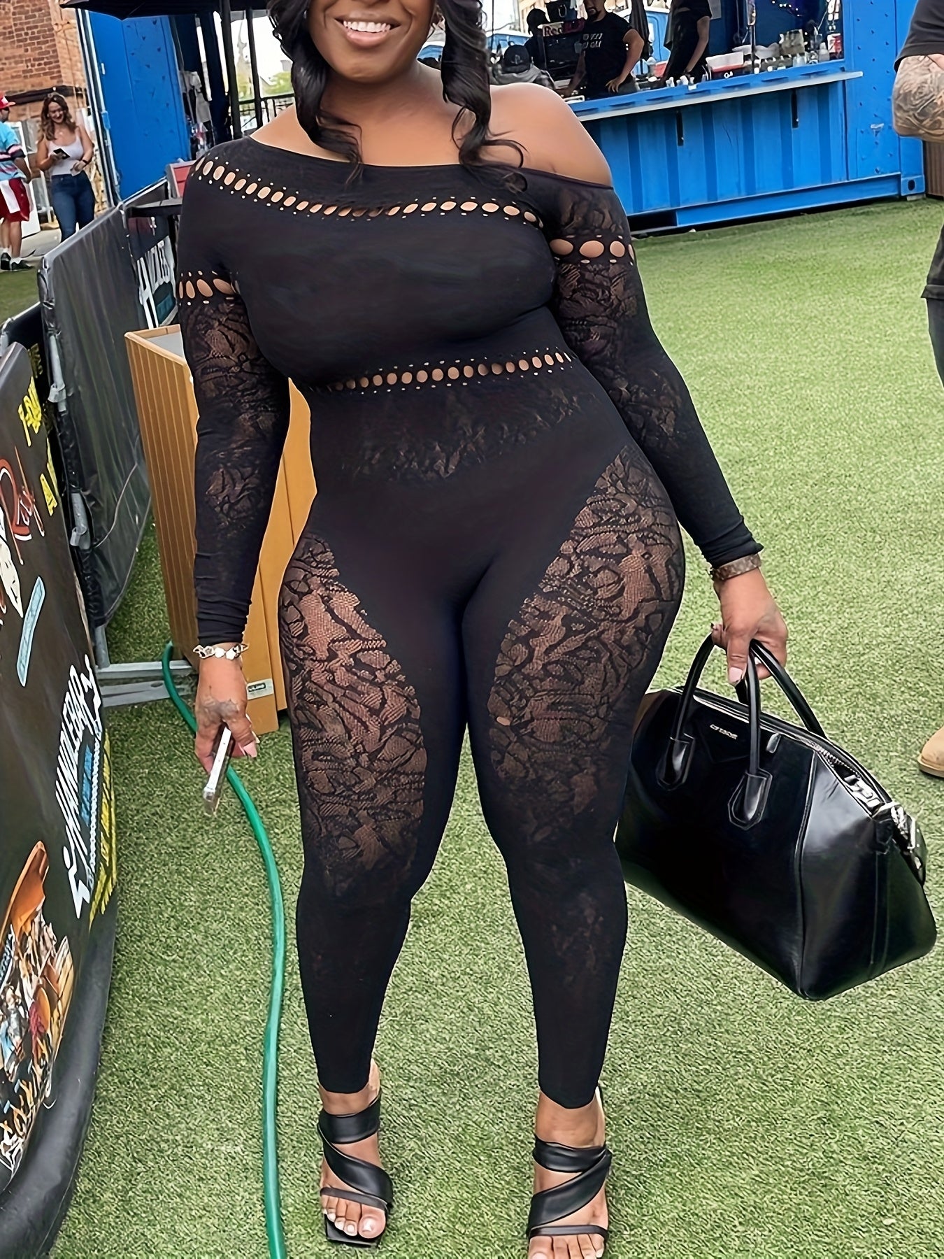 Sexy Black High-Waisted Lace Bodysuit with Single Shoulder Cutout - Stretchy Polyester & Elastane Blend, Asymmetrical Design, Machine Washable, All-Season Wear for Women, All season Bodysuit | Sexy Asymmetrical Bodysuit | Str