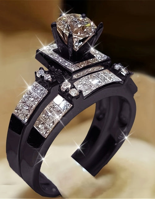 Load image into Gallery viewer, 2 pieces/ set Sparkling Six Claw Inlaid Cubic Zirconia Ring for Women

