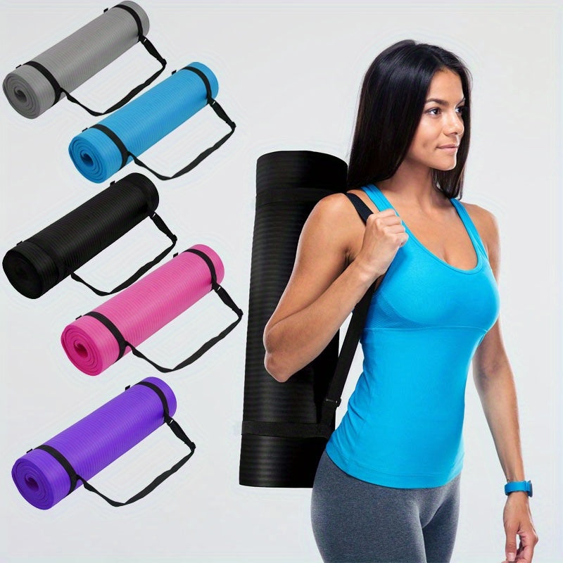 High-quality NBR rubber yoga mat, extra thick and wide, non-slip and durable, ideal for fitness and dance training, comes with a carrying strap, size 183*61*0.8cm/6.0*2.0*0.02 feet, perfect gift for birthdays, Easter, Mother'