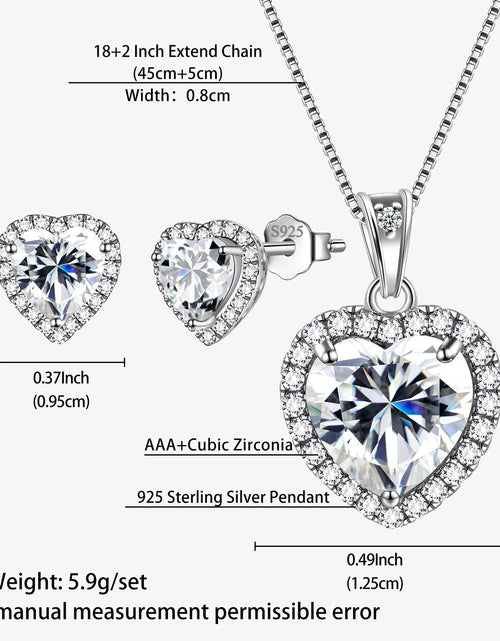 Load image into Gallery viewer, White Heart Jewelry Sets Women Diamond April Birthstone Jewelry Set Necklace Earrings 925 Sterling Silver Fine Jewelry Birthday Mother&#39;S Day Gift
