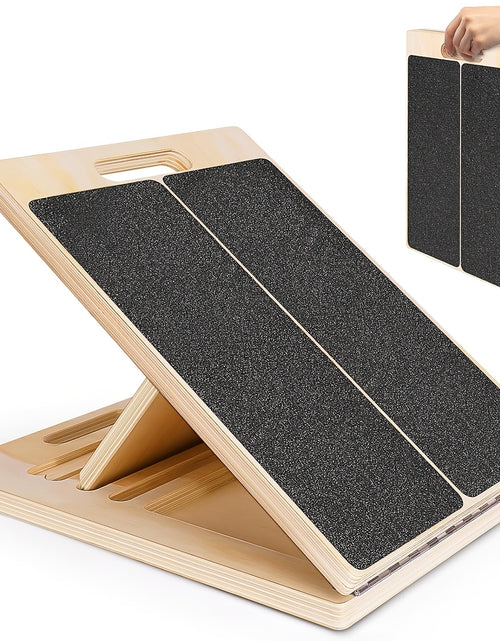 Load image into Gallery viewer, [Portable Wooden Slant Board] Adjustable Portable Wooden Slant Board - Non-Slip Surface, Lightweight &amp; Sturdy Construction for Home Gym, Physical Relax, Squats, Calf Stretching, Ankle/Foot Mobility, Heel Stretch - Ideal for A
