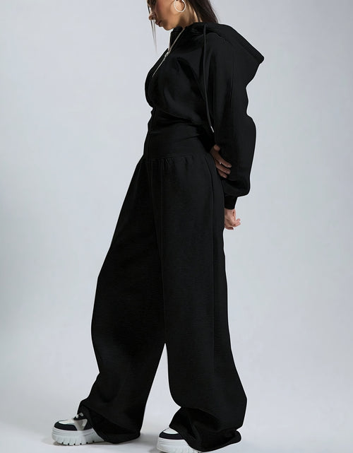 Load image into Gallery viewer, Women&#39;s Casual Solid Color Hooded Zipper Jumpsuit - Long Sleeve Elastic Waist Pantsuit, Machine Washable Spring &amp; Autumn Outfit for Casual Attire, Comfortable Leisurewear, Durable Leisurewear
