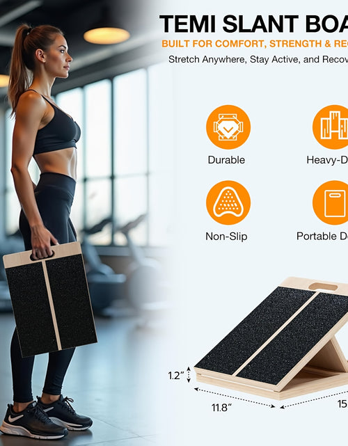Load image into Gallery viewer, [Portable Wooden Slant Board] Adjustable Portable Wooden Slant Board - Non-Slip Surface, Lightweight &amp; Sturdy Construction for Home Gym, Physical Relax, Squats, Calf Stretching, Ankle/Foot Mobility, Heel Stretch - Ideal for A
