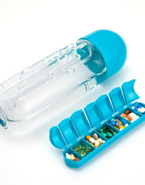 Load image into Gallery viewer, Creative Two-in-one Medicine Box Water Cup Seven-day Divided  Portable Water Bottle One-week Medicine Box Cup
