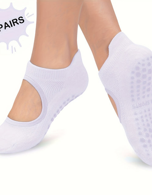 Load image into Gallery viewer, [2 Pairs Grippy Pilates Socks] 2 Pairs Non-Slip Grippy Pilates Socks for Women | Open Top Yoga Socks, Breathable Athletic Socks for Workout, Barre, Dance - Barre Accessory
