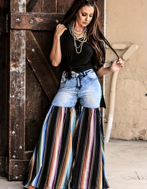 Load image into Gallery viewer, Women&#39;s Patchwork Jeans, Street Distressed Patchwork Flared Wide-leg Pants
