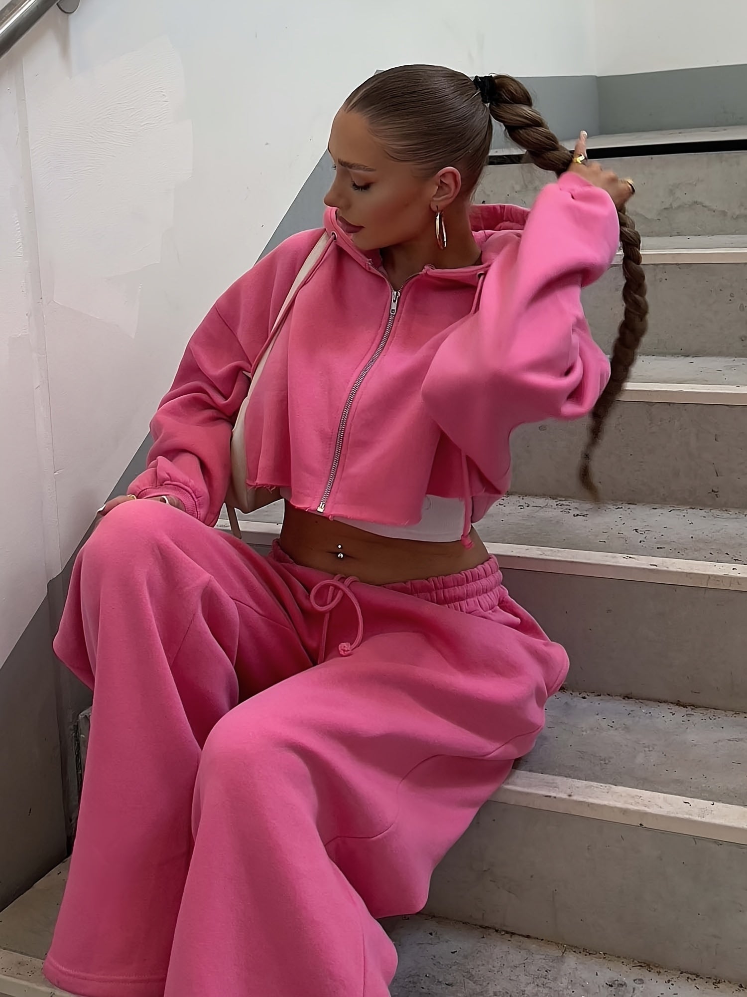 Casual Lounge 2pcs Set, Casual Warm Lounge Sets for Women , Hoodies Sweatshirt And Sweatpants Set