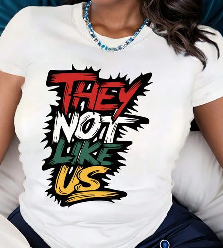 Casual Short Sleeve Top for Spring& Summer, They Not Like us Letter Print Crew Neck T-Shirt