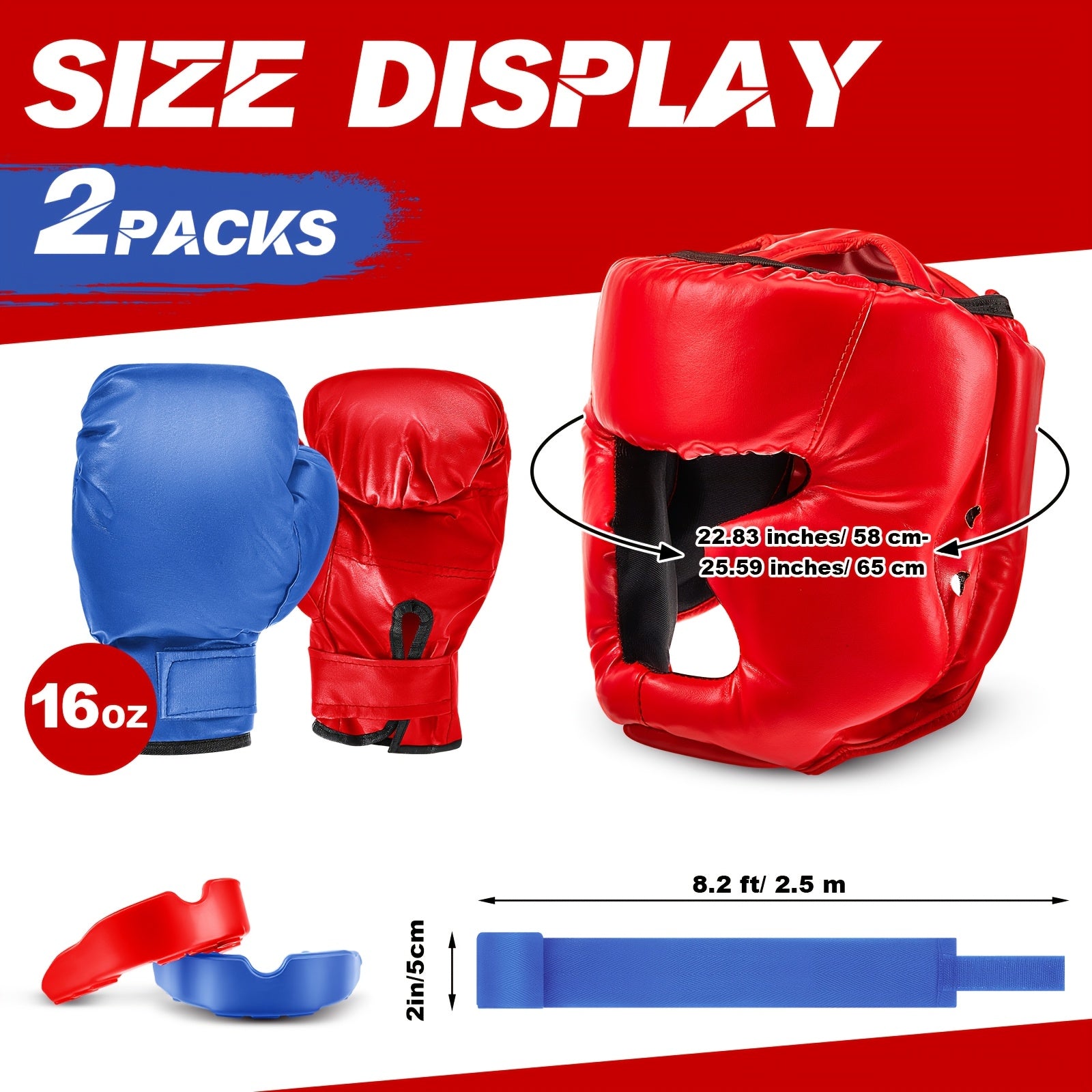 14pcs Boxing Set Including 2 Pair Of 16 Oz Boxing Gloves Headgear Helmet Boxing Hand Wraps Sport Mouth Guards For Adults Youth Beginners Training Equipment