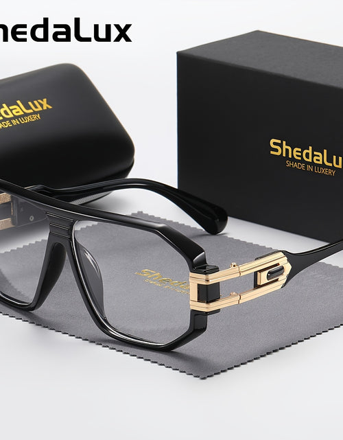 Load image into Gallery viewer, Men&#39;s Oversized Metal Frame Fashion Glasses - Black &amp; Golden Accents, Lightweight Durable Design for Casual,, - Includes Protective Case, Casual Eyewear, Trendy Eyewear, Stylish Packaging, Accessories, Sturdy Construction
