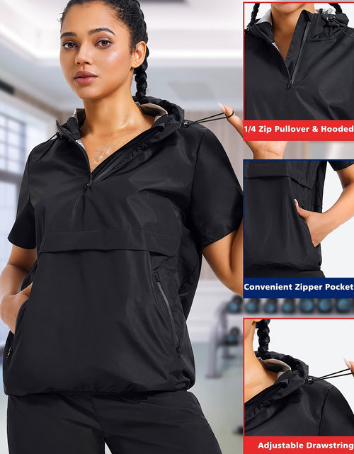 Load image into Gallery viewer, Plus Size Women&#39;s Sauna Jacket - Workout Top with Zipper Front, Moisture-Wicking Polyester, Stand Collar &amp; Short Sleeves for Gym, Casual Wear - All-Season Body Shaper, Gym Apparel, Sleek Sporty Design, Medium Elasticity
