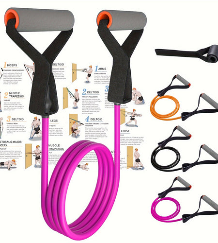 High Quality Latex Resistance Band With Big Handles And Door Anchor, Exercise Bands, Workout Bands, Suitable For Fitness Strength Training, Yoga, Pilates, Home Gym