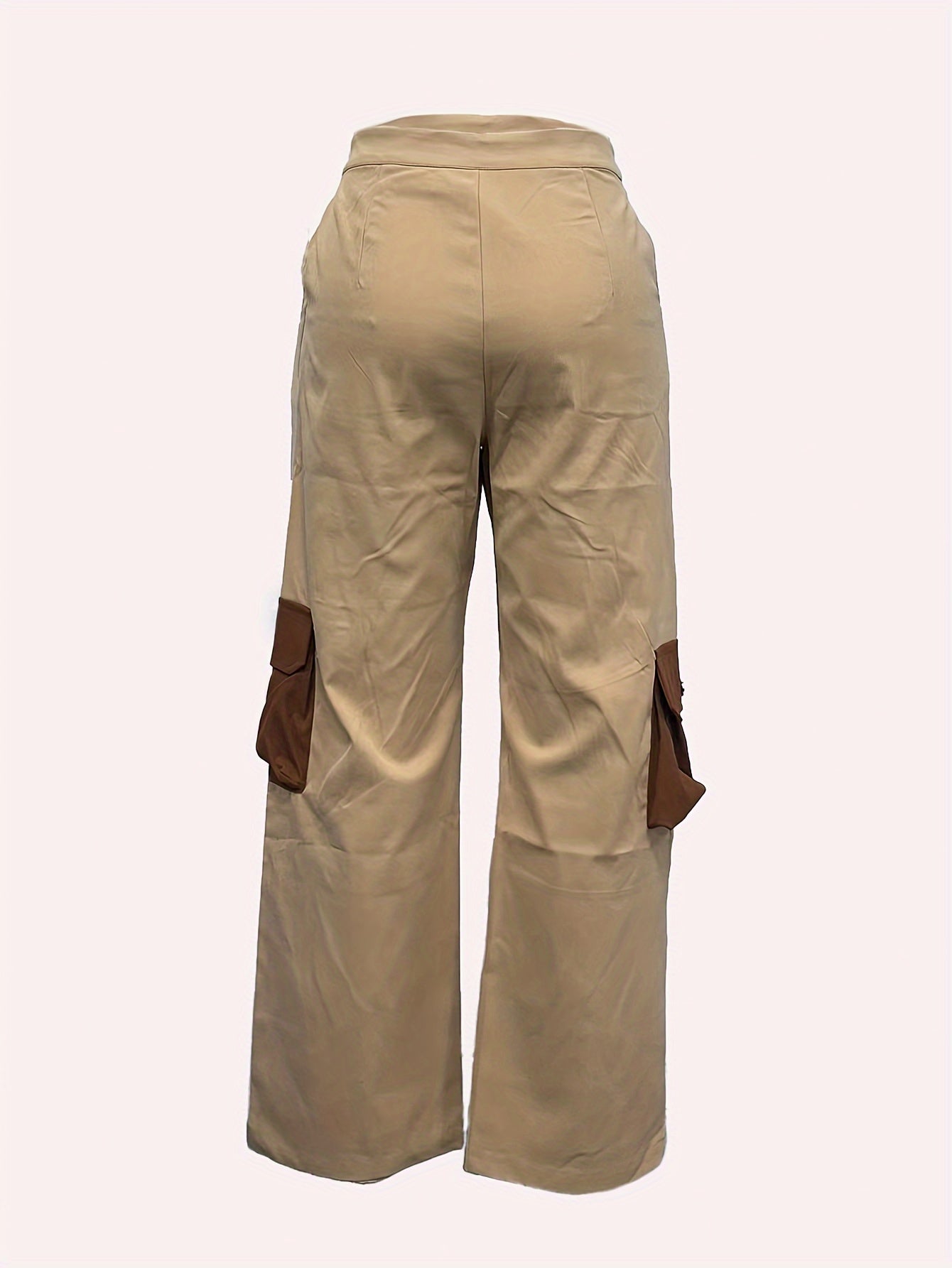 Ladies Fashion Long Overalls Zipper Closure Polyester Cargo Pants Sexy Patchwork Print All-Season Wear Hand Wash Recommended