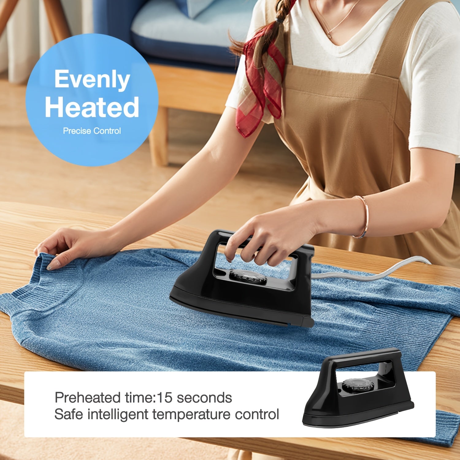 [Portable Mini Iron Heat Press] Mini 1pc Craft Iron Heat Press - 400W Portable Iron with Charging Base - Ideal for DIY T-Shirts, Shoes, Bags & Vinyl Projects