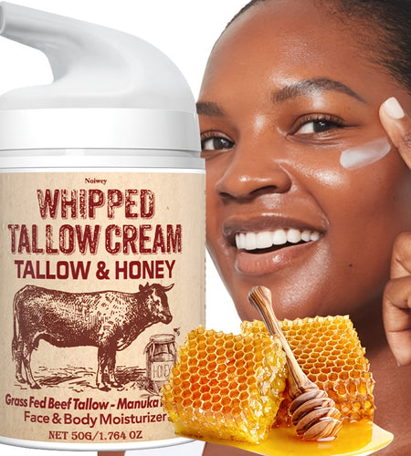 Fragrance-Free Vitamin E Enriched Hydrating Whipped Tallow & Honey Face Cream - 50g - Collagen, Olive & Jojoba Oil for Dry Skin - Perfect for All Seasons, Face Lift & Tighten Cream