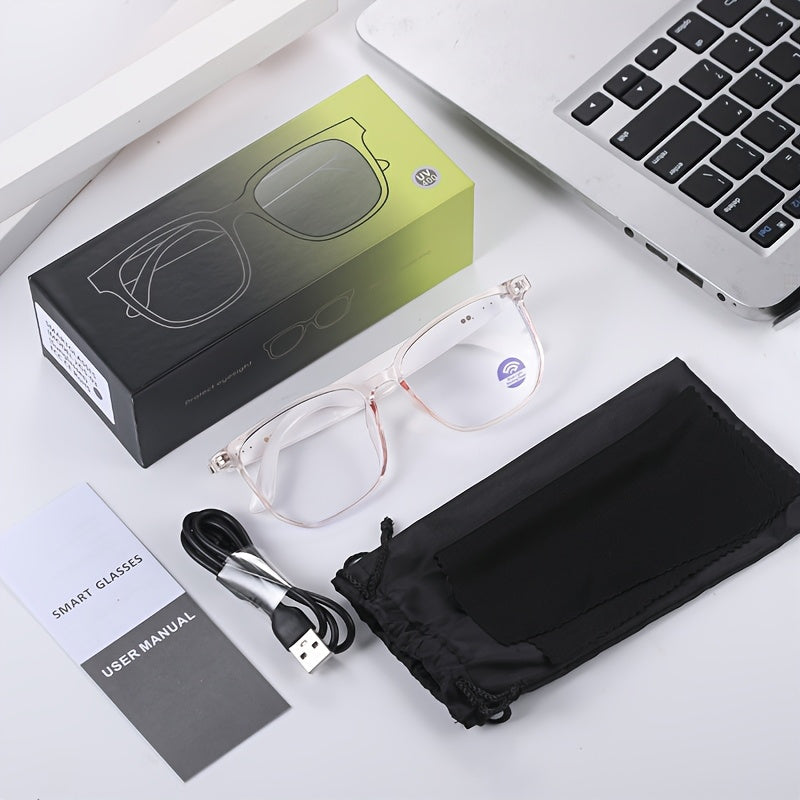 Smart Audio Glasses for Women - Blue Light Blocking, Magnetic Charging, Voice Assistant, 5.4 Wireless Audio & Mic, Remote Photography, Open Headphone Design, PC Lenses & TR Frame - Perfect for Gaming, Work, Music & Video Call