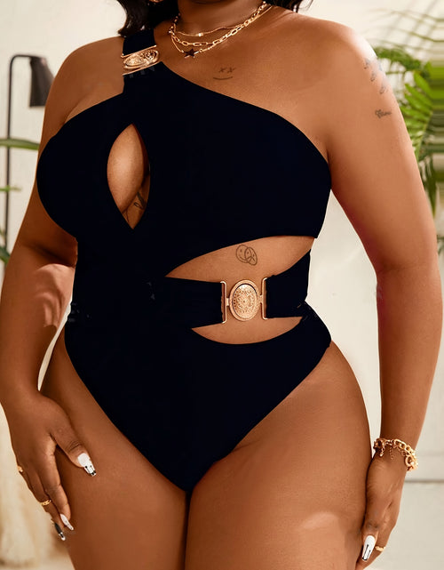 Load image into Gallery viewer, Sexy One-Piece Swimsuit Women&#39;s Plus Size Sexy One-Piece Swimsuit | High Elasticity Solid Color Black with Removable Chest Pads | High Waisted Swimsuit
