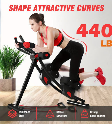 440 Lbs Ab Workout Weight Capacity Equipment, Ab Machine For Home Gym, Foldable Core & Abdominal Exercise Machine, Adjustable Ab Machine Full Body Workout Exercise Fitness Equipment Adjustable Height With Resistance Bands, Du