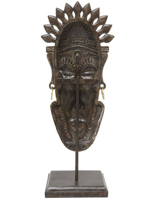 Load image into Gallery viewer, 6 In. X 22 In. Brown Polystone Primitive African Mask Sculpture
