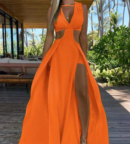 Trendy Off-the-Shoulder Maxi Dress for Parties Eye-Catching Solid Color Polyester Skater Style Vintage Semi-Sheer Hand Washable