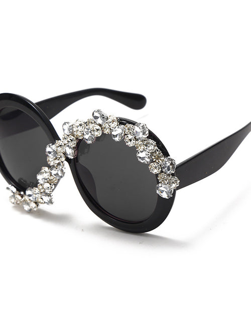 Load image into Gallery viewer, Women&#39;s Oversized Round Fashion Glasses | Composite Frame with Rhinestone Embellishments | Gradient Lenses | Sporty Street Style
