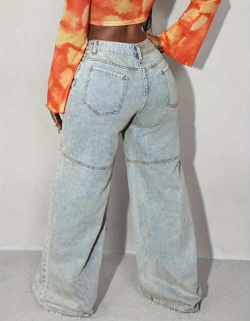 Load image into Gallery viewer, Women Vintage Cargo Jeans - Slim Fit High-Quality Denim with Multiple Pockets, Button Details &amp; Built-In Zipper Closure, Machine Washable All-Season Casual Pants, Casual Attire, Relaxed Fit Pants, Durable Denim Fabric, Functi
