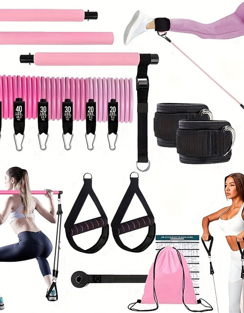 Load image into Gallery viewer, Pilates Bar Set, Multi-Functional Fitness Stepper and Stretching Trainer, Yoga and Home Workout Equipment, 14 pcs with 6 Resistance Bands (180 lbs)
