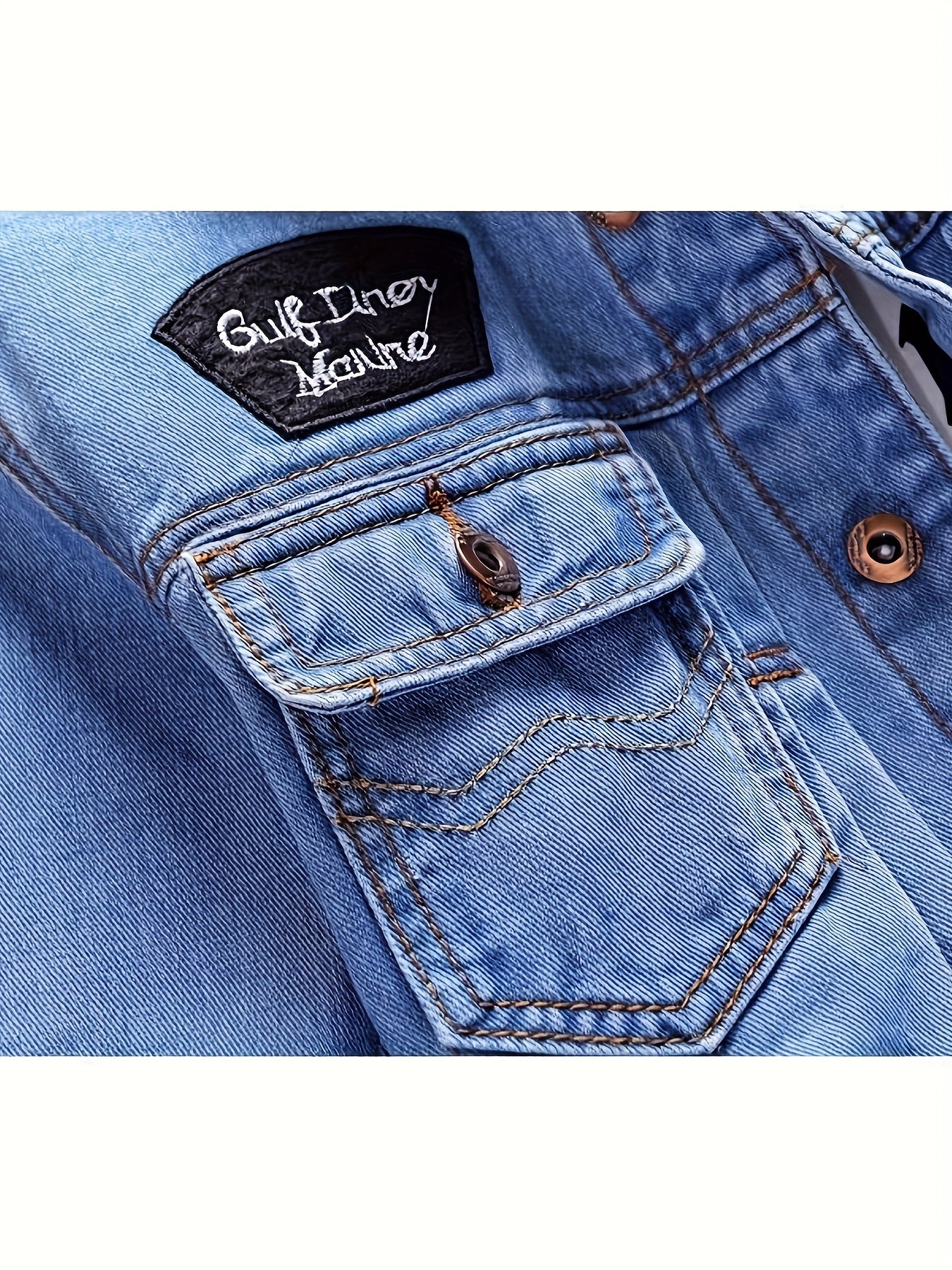 Men Vintage Distressed Denim Jacket - Slim Fit Biker Streetwear with Embroidered Design, Classic Baseball Uniform Style, Blue Casual Jacket for Trendy Outfits