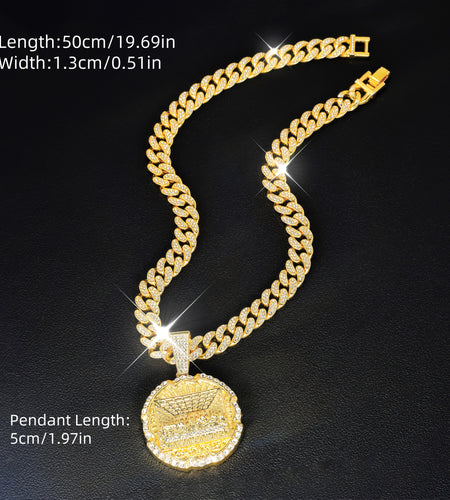 Fashionable Men's Necklace Trendy Synthetic Zirconia Men's Necklace | Fully Set, Fashionable Last Supper Round Plate Decorated | With A Beautiful Gift Box Included