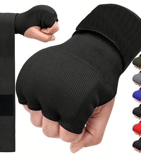 Martial Arts Training Gloves, Heavy-Duty Hook & Loop Closure No-Pad Combat Gloves, Reinforced Fist for Karate Taekwondo Boxing Sanda, Multi-Color Options Black/Red/Blue, Fitness Fighting Gloves