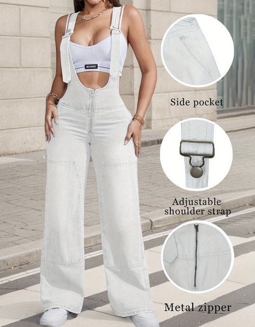 Load image into Gallery viewer, 2025 New Women&#39;S Sexy Adjustable Strap Denim Romper Casual Sleeveless High-Waisted Cargo Jeans
