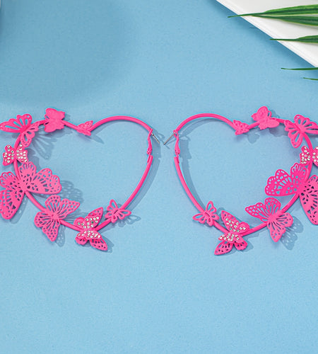 Butterfly and Heart Design with Stainless Steel Ear Needle, No Plating - Versatile Fashion Accessory