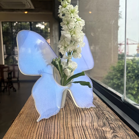 Butterfly Photo Frame Vase - Acrylic Square Floral Holder with Illuminated Wings, Battery-Free Decorative Art  Translucent Material