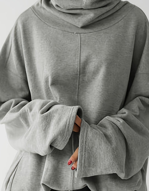 Load image into Gallery viewer, Plus Size, Women&#39;s Oversized Casual High Neck Pullover Hoodie with Front Pocket - Loose Fit Long Sleeve Solid Color Sweatshirt for Fall Winter, Plus Size Friendly
