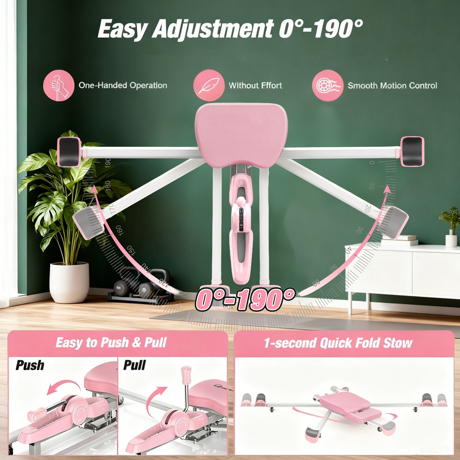 Leg Split Machine, Heavy-Duty 440LBS Capacity Adjustable Home Gym Equipment, Sturdy Construction Non-Slip Base Plate, for Women's Yoga Dance Ballet Martial Arts Squats Core Workouts, Full-Body & Leg Strength Training