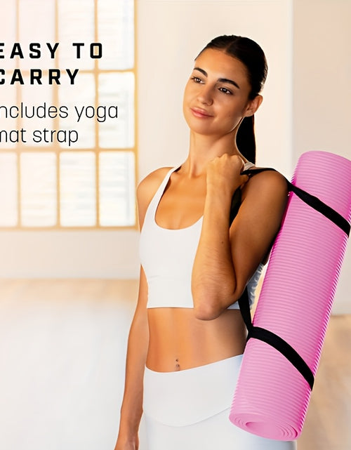 Load image into Gallery viewer, High-quality NBR rubber yoga mat, extra thick and wide, non-slip and durable, ideal for fitness and dance training, comes with a carrying strap, size 183*61*0.8cm/6.0*2.0*0.02 feet, perfect gift for birthdays, Easter, Mother&#39;
